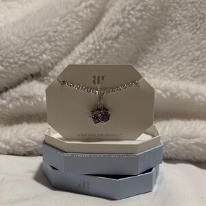 JB Silver Necklace with Purple Gemstone